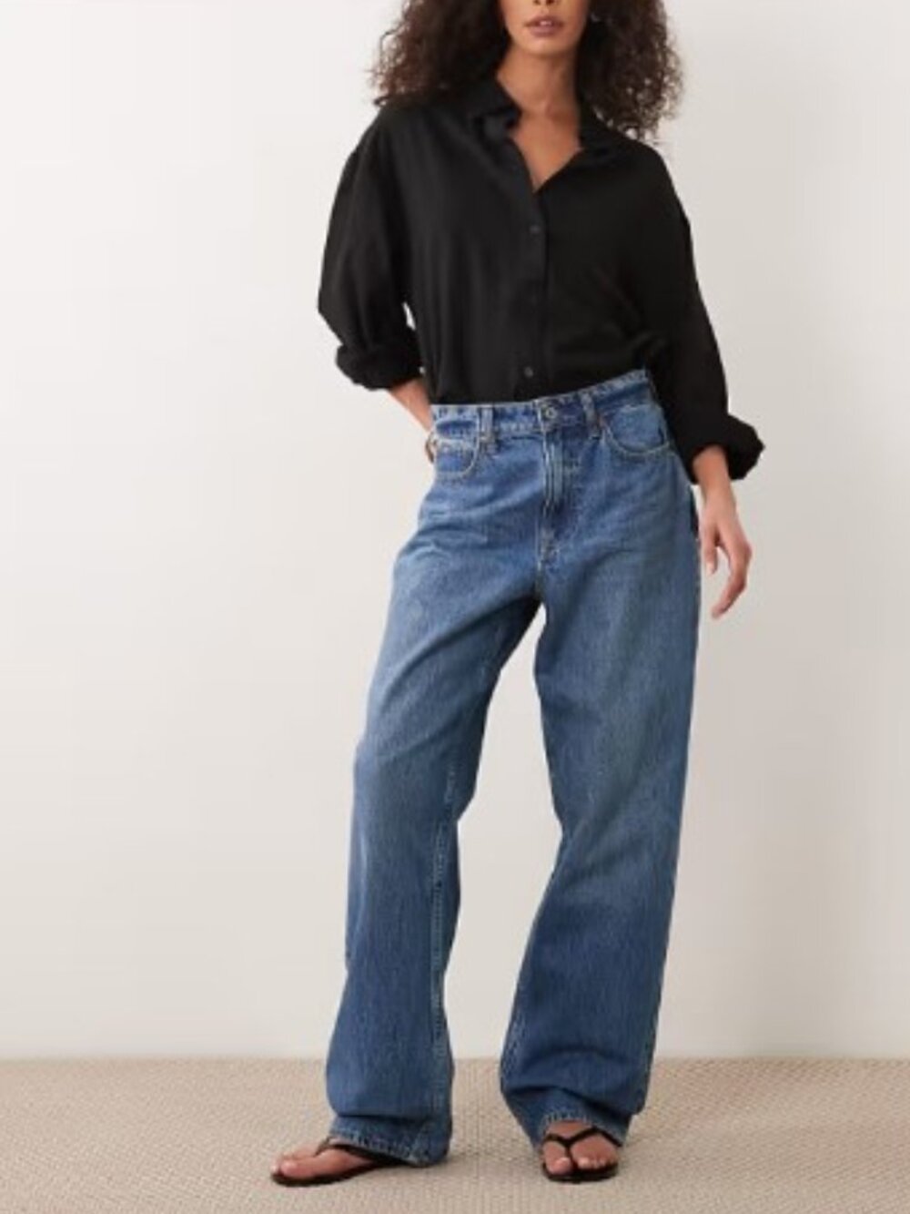 Abercrombie & Fitch Curve Love high rise loose fit jeans in vintage blue wash